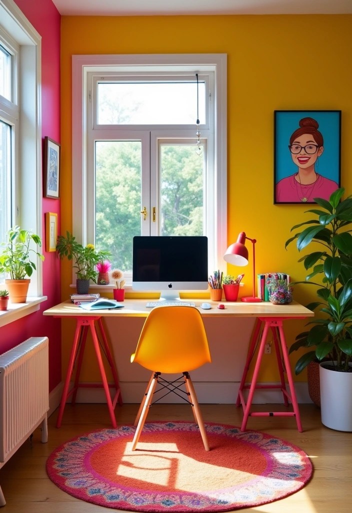 13 WFH Office Setups That'll Skyrocket Your Productivity - 10. Color Pop Paradise