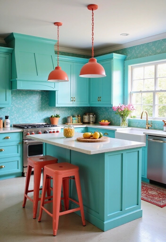 19 Bold Color Combinations That Will Make Your Home Pop - 13. Turquoise and Coral