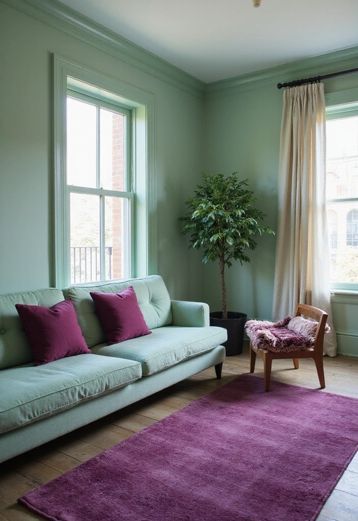 19 Bold Color Combinations That Will Make Your Home Pop - 4. Mint Green and Rich Plum