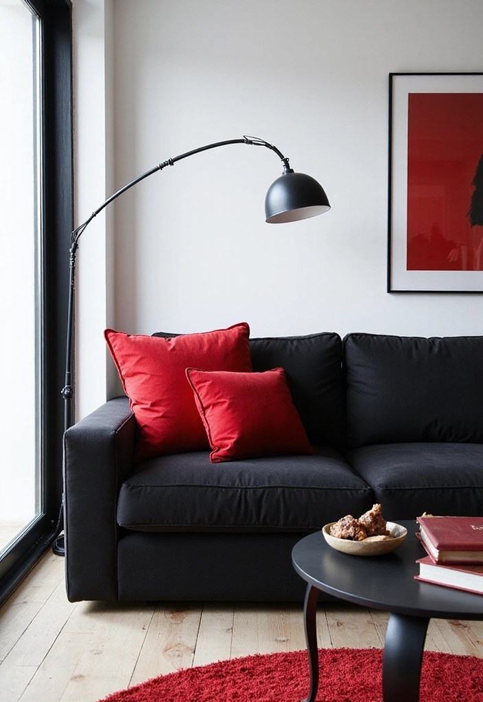 19 Bold Color Combinations That Will Make Your Home Pop - 7. Black and White with a Pop of Red