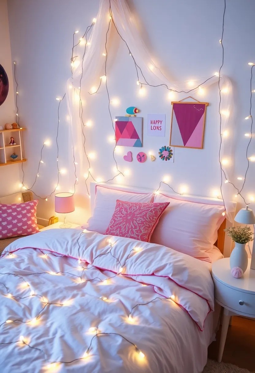 22 Dreamy Bedroom Makeovers That'll Turn Your Sleep Space Into a Sanctuary! - 21. Whimsical Fairy Lights