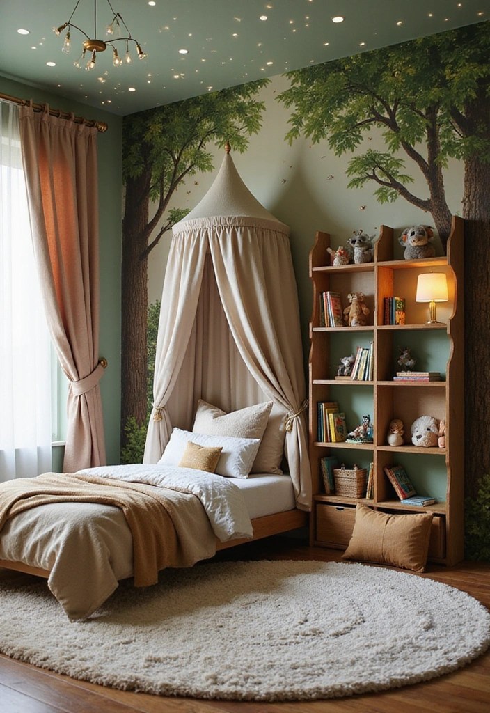 22 Vibrant and Playful Kids’ Room Decor Ideas: Blending Fun with Functionality - 1. Enchanted Forest Retreat
