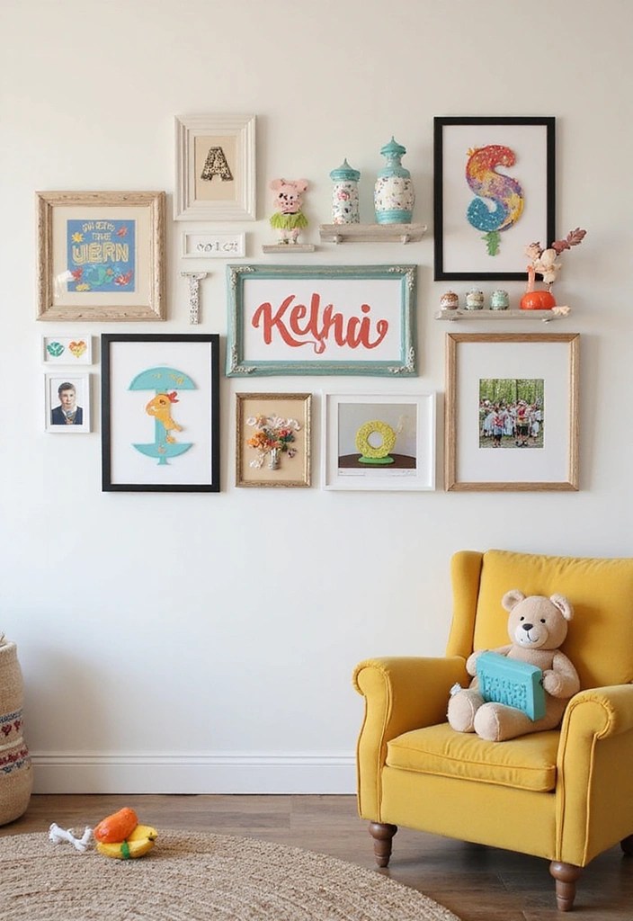 22 Vibrant and Playful Kids’ Room Decor Ideas: Blending Fun with Functionality - 15. Personalized Name Art